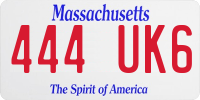MA license plate 444UK6