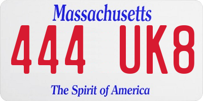 MA license plate 444UK8