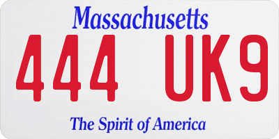 MA license plate 444UK9