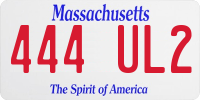 MA license plate 444UL2
