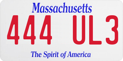 MA license plate 444UL3