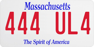 MA license plate 444UL4