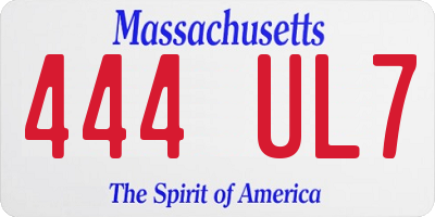 MA license plate 444UL7