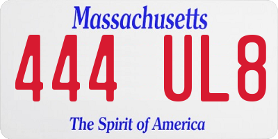 MA license plate 444UL8