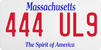MA license plate 444UL9