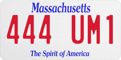 MA license plate 444UM1