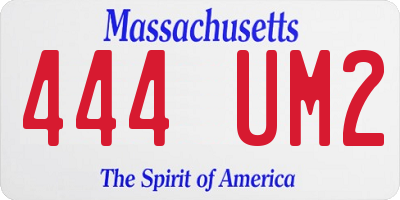 MA license plate 444UM2