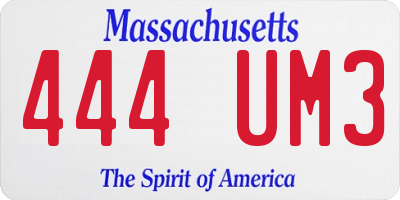 MA license plate 444UM3