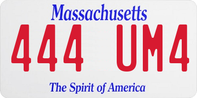 MA license plate 444UM4