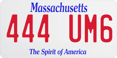 MA license plate 444UM6