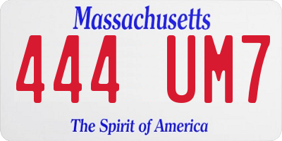 MA license plate 444UM7