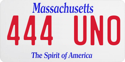 MA license plate 444UN0
