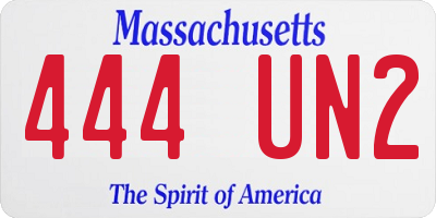 MA license plate 444UN2