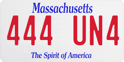 MA license plate 444UN4