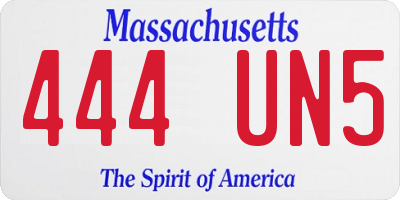 MA license plate 444UN5