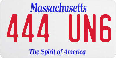 MA license plate 444UN6