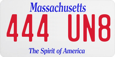 MA license plate 444UN8