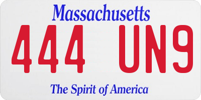 MA license plate 444UN9