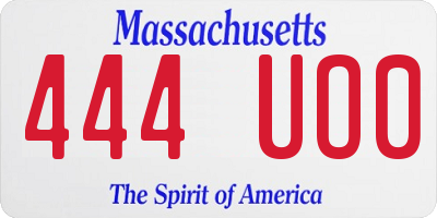 MA license plate 444UO0