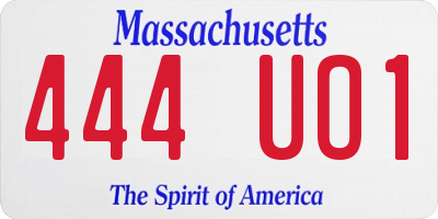 MA license plate 444UO1