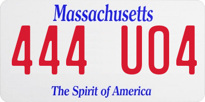 MA license plate 444UO4