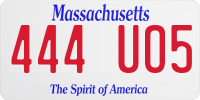 MA license plate 444UO5