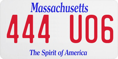 MA license plate 444UO6