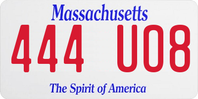 MA license plate 444UO8