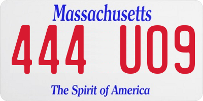 MA license plate 444UO9
