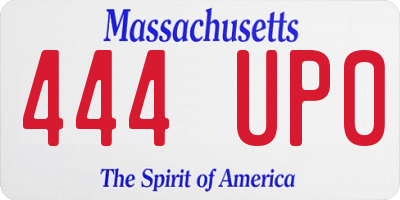 MA license plate 444UP0