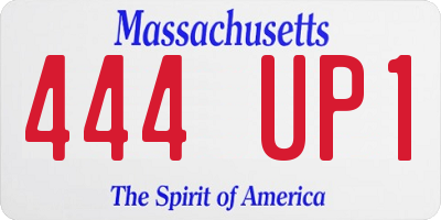 MA license plate 444UP1