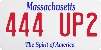 MA license plate 444UP2