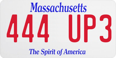 MA license plate 444UP3