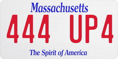 MA license plate 444UP4