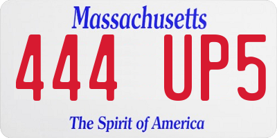 MA license plate 444UP5