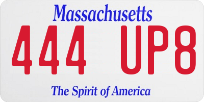 MA license plate 444UP8