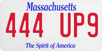 MA license plate 444UP9