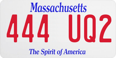 MA license plate 444UQ2