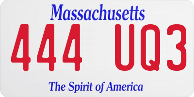 MA license plate 444UQ3