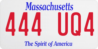 MA license plate 444UQ4