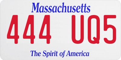 MA license plate 444UQ5