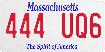 MA license plate 444UQ6