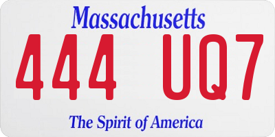 MA license plate 444UQ7