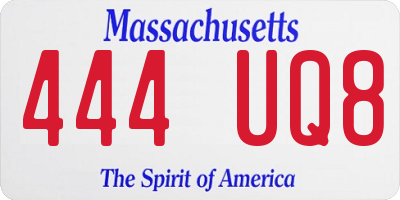 MA license plate 444UQ8