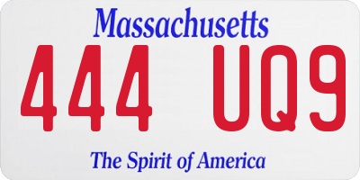 MA license plate 444UQ9