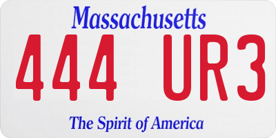 MA license plate 444UR3