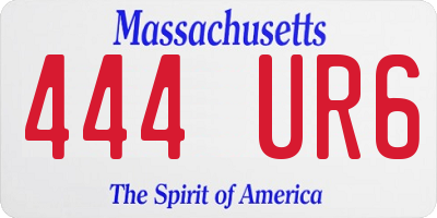 MA license plate 444UR6