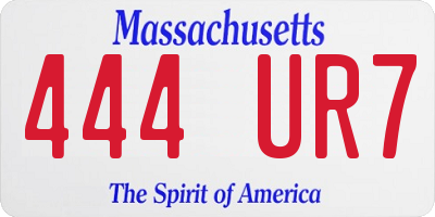 MA license plate 444UR7