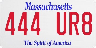 MA license plate 444UR8