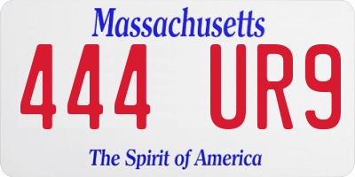 MA license plate 444UR9
